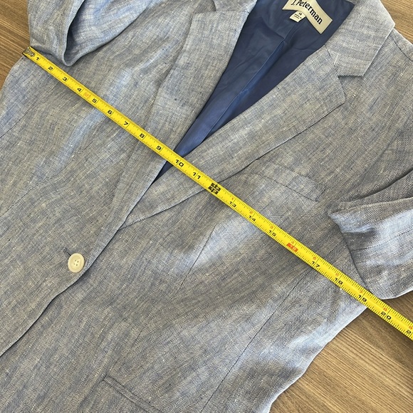 J. Peterman Women’s Linen One Button Blue Light Blazer New Without Tag Size 14 - Picture 9 of 10